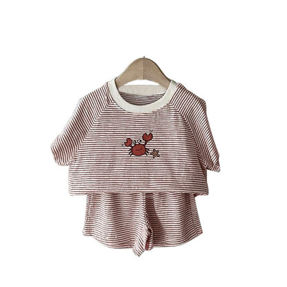 MyKids-USA® Arrival Summer Baby Kids Short Sleeves Striped T-shirt and Shorts Clothing Set