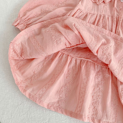 Design Autumn Floral Pattern Baby Kids Girls Bow-Tied Collar Onesies and Dress – Princess Sister Matching Set