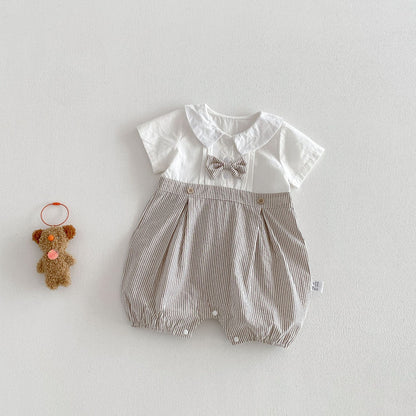 Summer Arrival Baby Boys Short Sleeves Color Patchwork Turn-down Bodysuit, MyKids-USA®, Bodysuits, MyKids-USA -  -  -  -  -  -  - .
