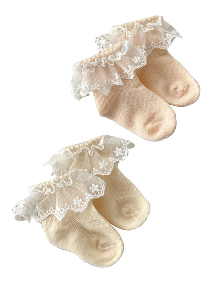 Summer Thin Breathable Mesh Socks For Girls: Baby Girls’ Princess Socks With Lace Trim