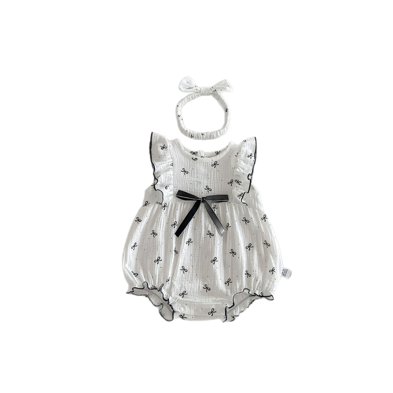 Summer Arrival Baby Girls Fly Sleeves Butterfly-bows Pattern Bodysuit, MyKids-USA®, Bodysuits, MyKids-USA - Size/Age - 66 (3-6M) - Color - Beige -  -  - TR2605022255-A.