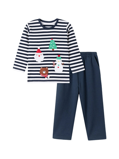 Spring and Autumn Boys Christmas Cartoon Pattern Long Sleeves Striped Clothing Set, MyKids-USA®, Baby & Toddler Outfits, MyKids-USA -  -  -  -  -  -  - 