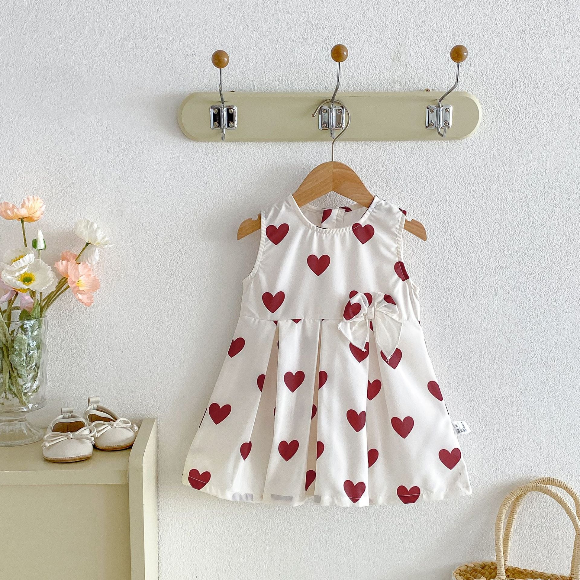 Summer Arrival Baby Girls Sleeveless Hearts Pattern Dress, MyKids-USA®, Baby & Children's Dresses, MyKids-USA - Size/Age - 80 (9-12M) - Color - Red -  -  - TR2604072257-A.