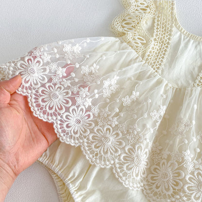 Design Summer Baby Kids Girls Sleeveless Lace Trim Bodysuit