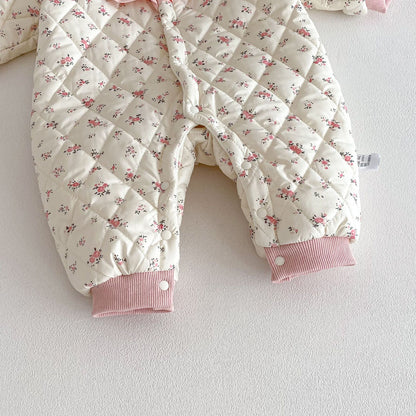 Winter Arrival Baby Girls Long Sleeves Floral Pattern Fleece-Lined Hooded Rompers, MyKids-USA®, Baby One-Pieces, MyKids-USA -  -  -  -  -  -  - .