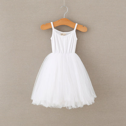 Summer Baby Kids Girls Sleeveless Plain Tulle Patchwork Strap Dress, MyKids-USA®, Baby & Children's Dresses, MyKids-USA - Size/Age - 80 (9-12M) - Color - White -  -  - TR2605152310-D.