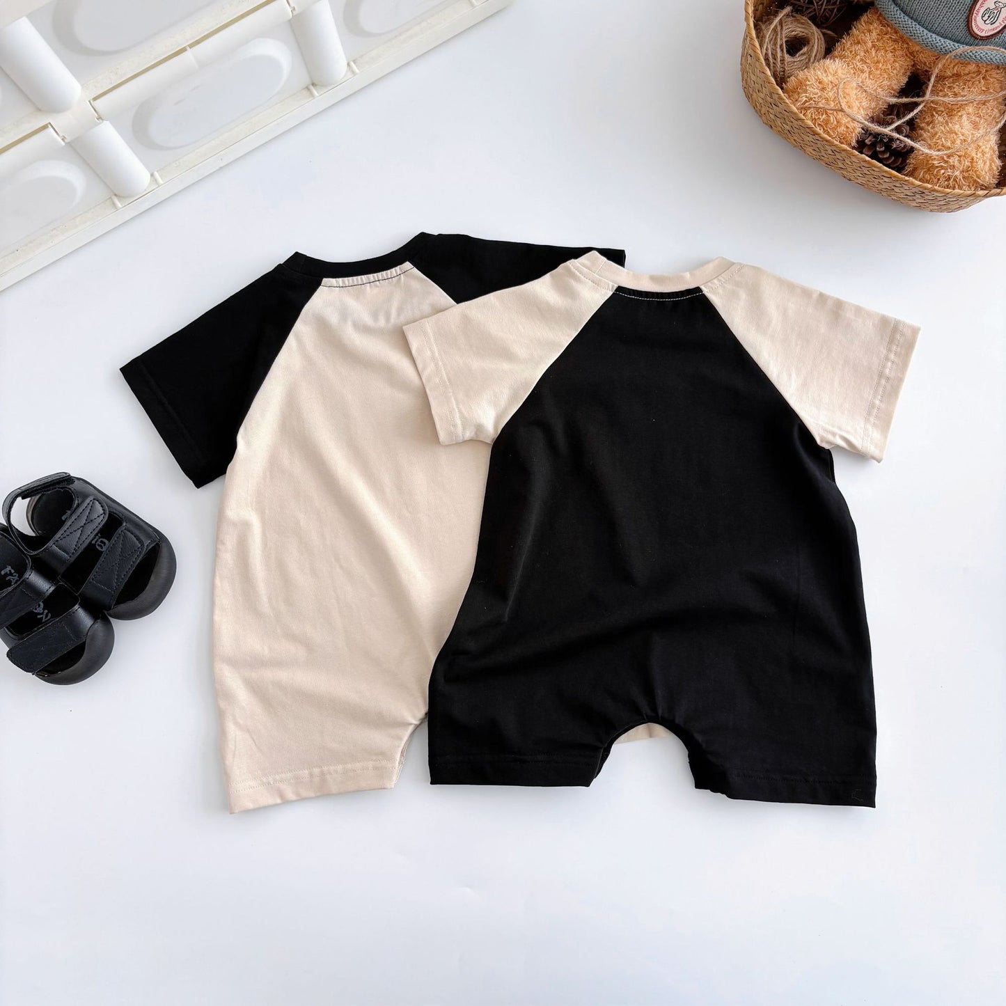 Hot Selling Summer Baby Kids Boys Letters Pattern Color Patchwork Short Sleeves Romper, MyKids-USA®, Baby One-Pieces, MyKids-USA -  -  -  -  -  -  - 
