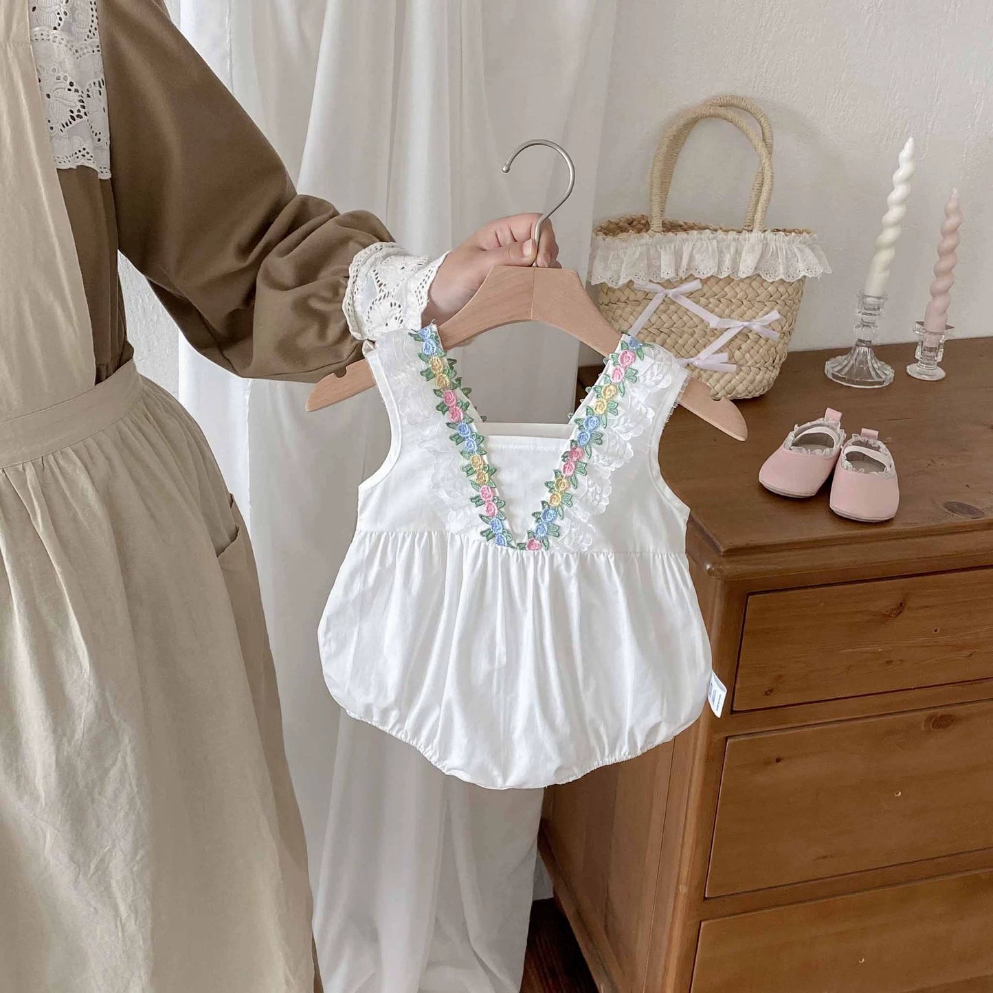 Summer Arrival Baby Girls Cute Sleeveless Colorful Flowers Decorated Strap Onesies, MyKids-USA®, Baby One-Pieces, MyKids-USA -  -  -  -  -  -  - 