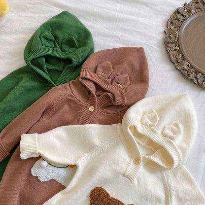 Autumn and Winter Arrival Baby Unisex Long Sleeves Cute Animals Cartoon Pattern Hooded Warm Rompers, MyKids-USA®, Baby One-Pieces, MyKids-USA -  -  -  -  -  -  - 