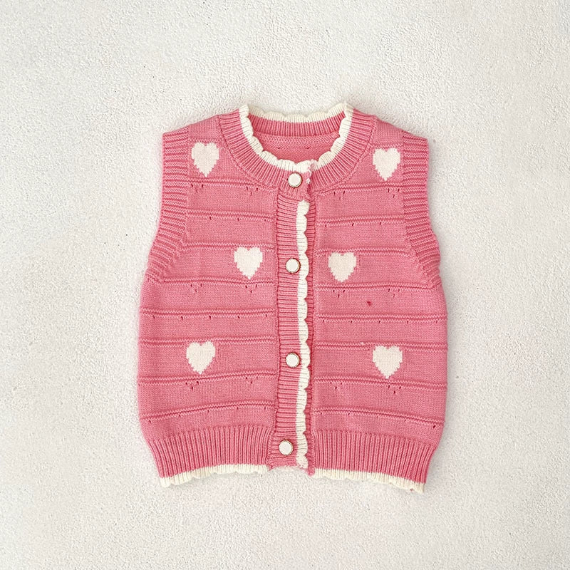 Autumn Arrival Baby Unisex Comfortable Hearts Pattern Knitted Sleeveless Vest, MyKids-USA®, Sweaters, MyKids-USA - Size/Age - 73 (6-9M) - Color - Pink -  -  - TR2508042338-C