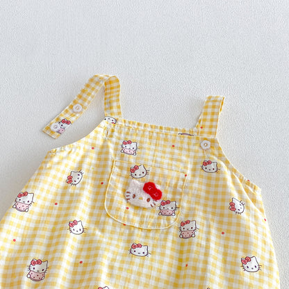 Arrival Summer Baby Kids Girls Fly Sleeves Top and Cartoon Overalls Clothing Set