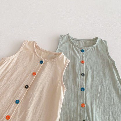 Summer Arrival Baby Unisex Sleeveless Single Breasted Rompers, MyKids-USA®, Baby One-Pieces, MyKids-USA -  -  -  -  -  -  - .