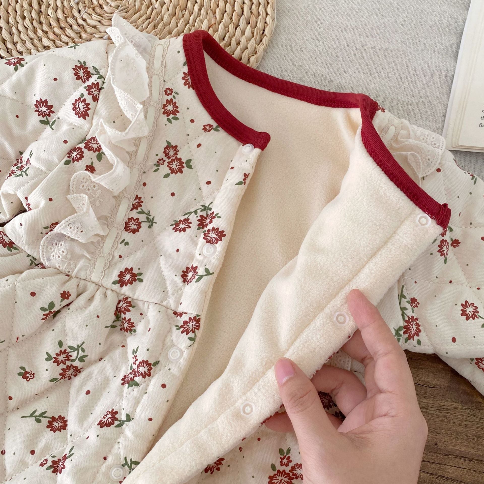 Winter Arrival Baby Girls Flowers Pattern Warm Padded Thick Romper, MyKids-USA®, Baby & Toddler Outfits, MyKids-USA -  -  -  -  -  -  - 