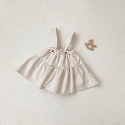 MyKids-USA® Autumn Arrival Baby Girls Sleeveless Solid Color Overalls Skirt