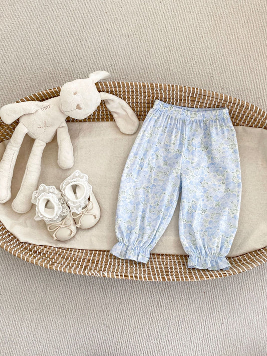 Summer Adorable Girls Floral Print Thin Ankle Tied Pants, MyKids-USA®, Baby & Toddler Bottoms, MyKids-USA - Size/Age - 73 (6-9M) - Color - Blue -  -  - TR2403262359-D.