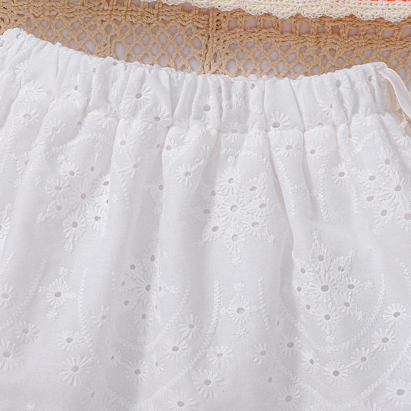 Summer Baby Kids Girls Sleeveless Embroidered Pattern Vest and White Skirt Set