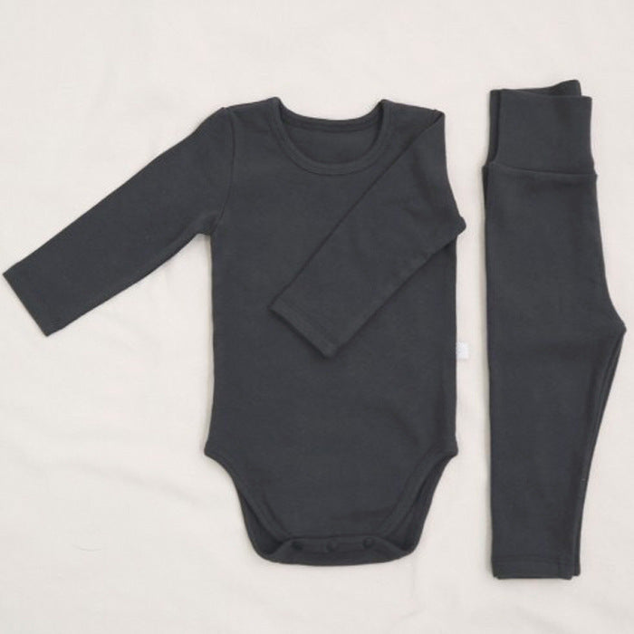 Spring and Autumn Baby Kids Unisex Long Sleeves Solid Color Bodysuit and Pants Clothing Set, MyKids-USA®, Baby & Toddler Outfits, MyKids-USA - Size/Age - 66 (3-6M) - Color - Black -  -  - TR2512251119-C.