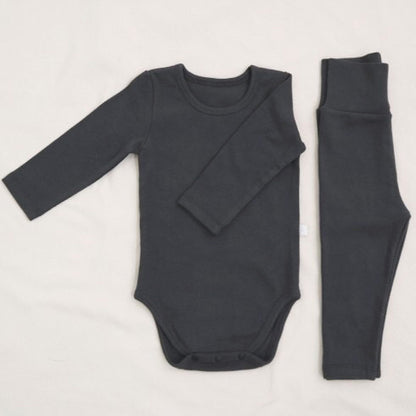 Spring and Autumn Baby Kids Unisex Long Sleeves Solid Color Bodysuit and Pants Clothing Set, MyKids-USA®, Baby & Toddler Outfits, MyKids-USA - Size/Age - 66 (3-6M) - Color - Black -  -  - TR2512251119-C.