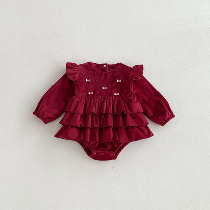 Winter Arrival Baby Girls Long Sleeves Butterfly Pattern Fleece-line Warm Onesies, MyKids-USA®, Bodysuits, MyKids-USA - Size/Age - 66 (3-6M) - Color - Red -  -  - TR2511140035-A