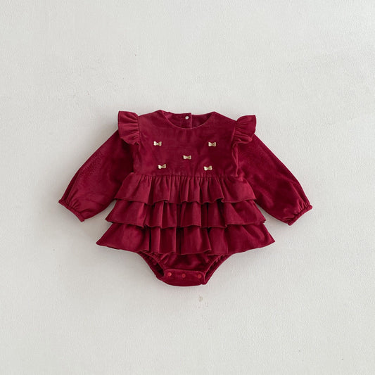 Winter Arrival Baby Girls Long Sleeves Butterfly Pattern Fleece-line Warm Onesies, MyKids-USA®, Bodysuits, MyKids-USA - Size/Age - 66 (3-6M) - Color - Red -  -  - TR2511140035-A