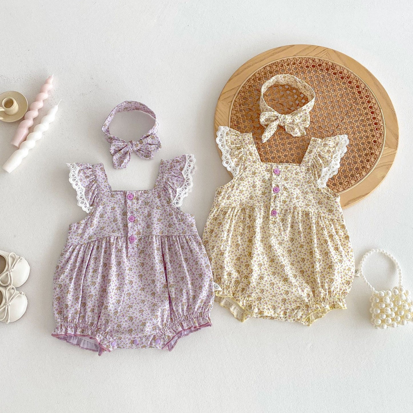 Summer Arrival Baby Girls Cute Floral Pattern Fly Sleeves Onesies, MyKids-USA®, Baby One-Pieces, MyKids-USA -  -  -  -  -  -  - 