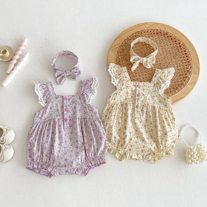 Summer Arrival Baby Girls Cute Floral Pattern Fly Sleeves Onesies, MyKids-USA®, Baby One-Pieces, MyKids-USA -  -  -  -  -  -  - 