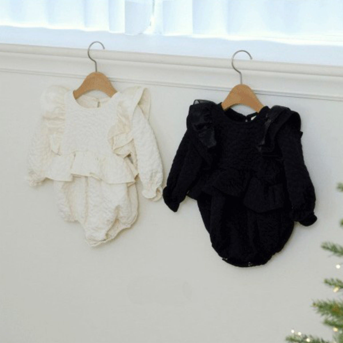 MyKids-USA® Autumn Flutter Sleeve Ruffle Bubble Baby Kids Girls Princess Bodysuit