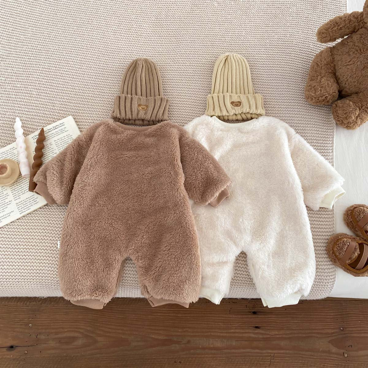 Winter Arrival Baby Unisex Long Sleeves Cute Teddy Bear Pattern Fluffy Rompers, MyKids-USA®, Baby One-Pieces, MyKids-USA -  -  -  -  -  -  - 