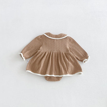 MyKids-USA® Autumn Arrival Baby Girls Long Sleeves Casual Knitted Bodysuit