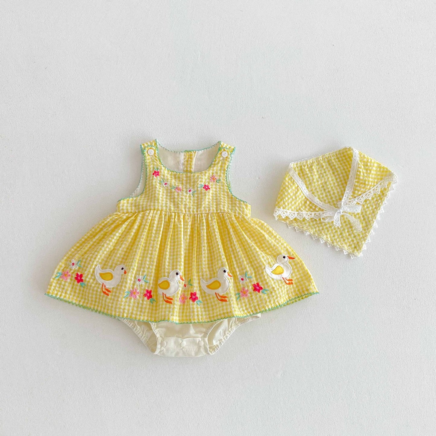 Summer Arrival Baby Girls Cute Plaid Sleeveless Dress Design Onesies, MyKids-USA®, Baby One-Pieces, MyKids-USA - Size/Age - 66 (3-6M) - Color - Yellow -  -  - TR2504182018-A