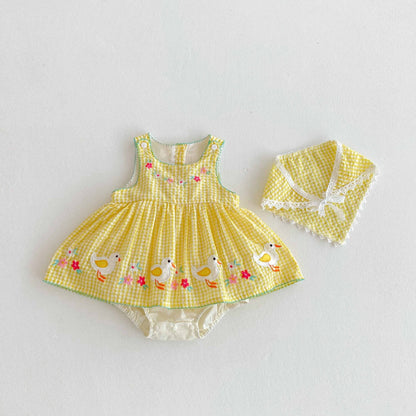 Summer Arrival Baby Girls Cute Plaid Sleeveless Dress Design Onesies, MyKids-USA®, Baby One-Pieces, MyKids-USA - Size/Age - 66 (3-6M) - Color - Yellow -  -  - TR2504182018-A