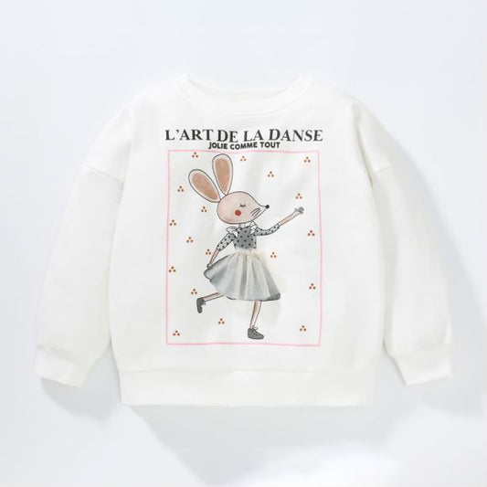 Baby Girl Rabbit Graphic Long Sleeve Cotton Hoodies