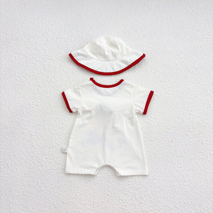 Summer Arrival Baby Unisex Joker Cartoon Pattern Short Sleeves Crew Neck Rompers with Hat, MyKids-USA®, Baby One-Pieces, MyKids-USA -  -  -  -  -  -  - 