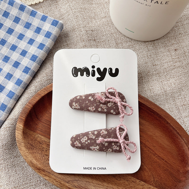 Collection of Floral Pattern Hair Clips or Hair Ties, MyKids-USA®, Hair Pins, Claws & Clips, MyKids-USA - Size/Age - Average Size (0-12Y） - Color - Brown -  -  - TR2605011644-A.