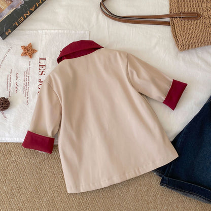 Spring Arrival Baby Kids Girls Color Patchwork Long Sleeves Turn-down Collar Coat, MyKids-USA®, Baby & Toddler Coats & Jackets, MyKids-USA -  -  -  -  -  -  - .