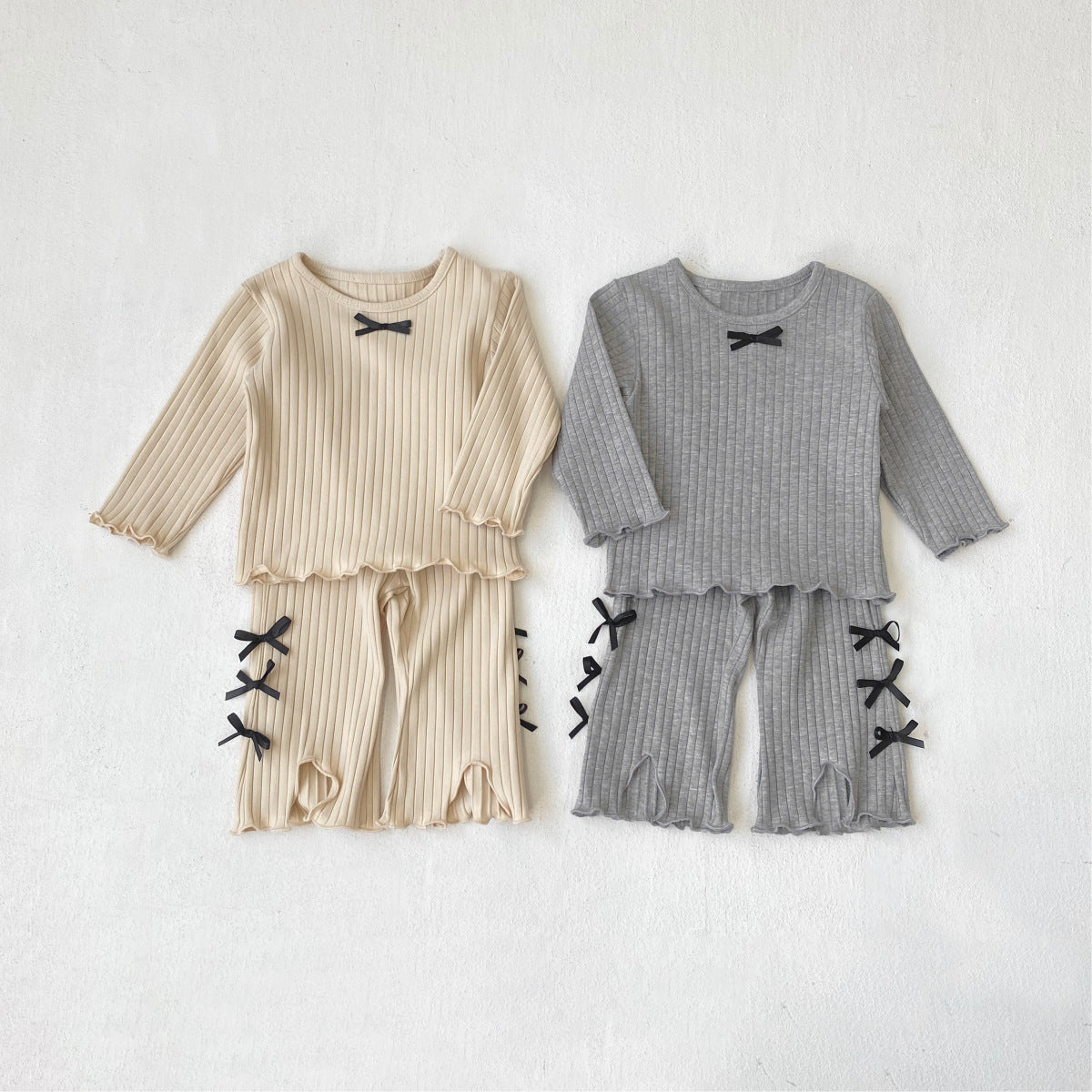 MyKids-USA® Spring and Autumn Baby Kids Girls Long Sleeves Butterfly-bows Pattern Top and Pants Pajamas Clothing Set