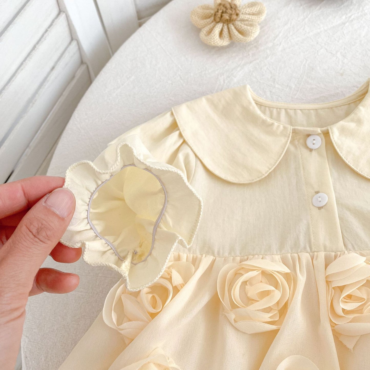 Autumn Baby Girls Flowers Pattern Long-sleeved Peter Pan Collar Onesies and Dress – Princess Sister Matching Set, MyKids-USA®, Baby & Toddler Outfits, MyKids-USA -  -  -  -  -  -  - 