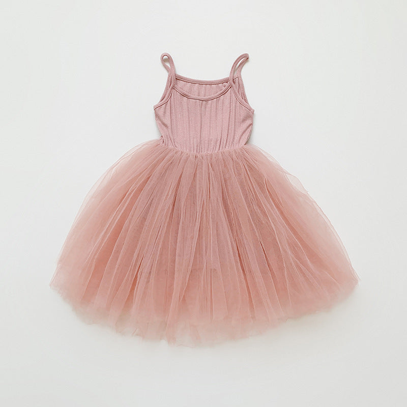 Summer Baby Kids Girls Sleeveless Plain Tulle Patchwork Strap Dress, MyKids-USA®, Baby & Children's Dresses, MyKids-USA - Size/Age - 80 (9-12M) - Color - Pink -  -  - TR2605152315-E.