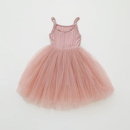 Summer Baby Kids Girls Sleeveless Plain Tulle Patchwork Strap Dress, MyKids-USA®, Baby & Children's Dresses, MyKids-USA - Size/Age - 80 (9-12M) - Color - Pink -  -  - TR2605152315-E.