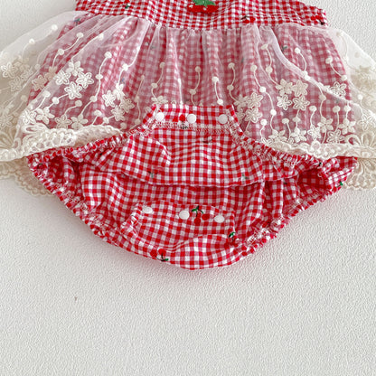 Design Summer Baby Kids Girls Fly Sleeves Plaid Pattern Strap Bodysuit, MyKids-USA®, Baby & Children's One-Pieces, MyKids-USA -  -  -  -  -  -  - .