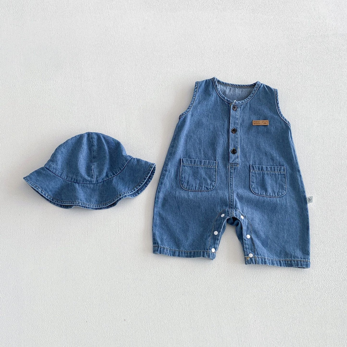 Summer Arrival Baby Sleeveless Denim Overalls with Hat, MyKids-USA®, Baby & Children's One-Pieces, MyKids-USA - Size/Age - 66 (3-6M) - Color - Blue -  -  - TR2604212244-A.