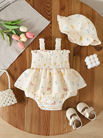 Design Summer Baby Kids Girls Sleeveless Geometric Pattern Bodysuit with Hat, MyKids-USA®, Baby & Children's One-Pieces, MyKids-USA - Size/Age - 66 (3-6M) - Color - Apricot -  -  - TR2605172351-A.