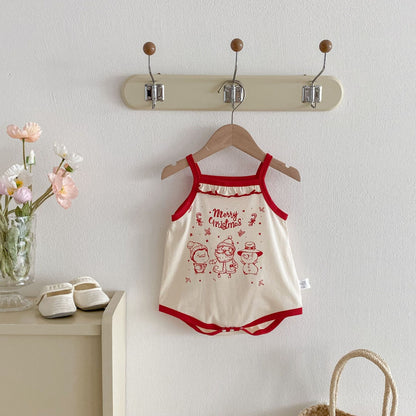 Summer and Spring Arrival Baby Unisex Long Sleeves Christmas Cartoon Bodysuit