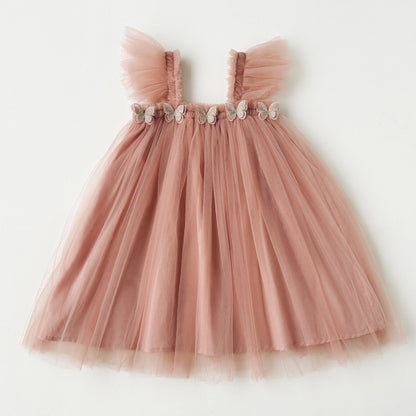 Summer Baby Kids Girls Fly Sleeves Butterfly Pattern Tulle Strap Dress, MyKids-USA®, Baby & Children's Dresses, MyKids-USA - Size/Age - 80 (9-12M) - Color - Pink -  -  - TR2605202128-C.