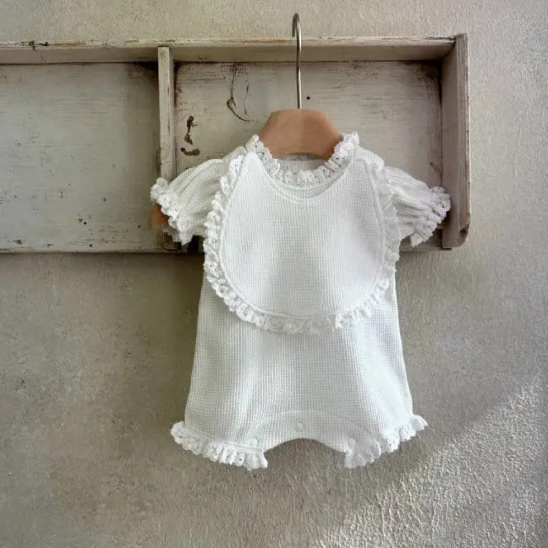 Summer Baby Kids Short Sleeves Plain Rompers, Bib and Hat Clothing Set for Girls, MyKids-USA®, Baby & Toddler Outfits, MyKids-USA -  -  -  -  -  -  - 