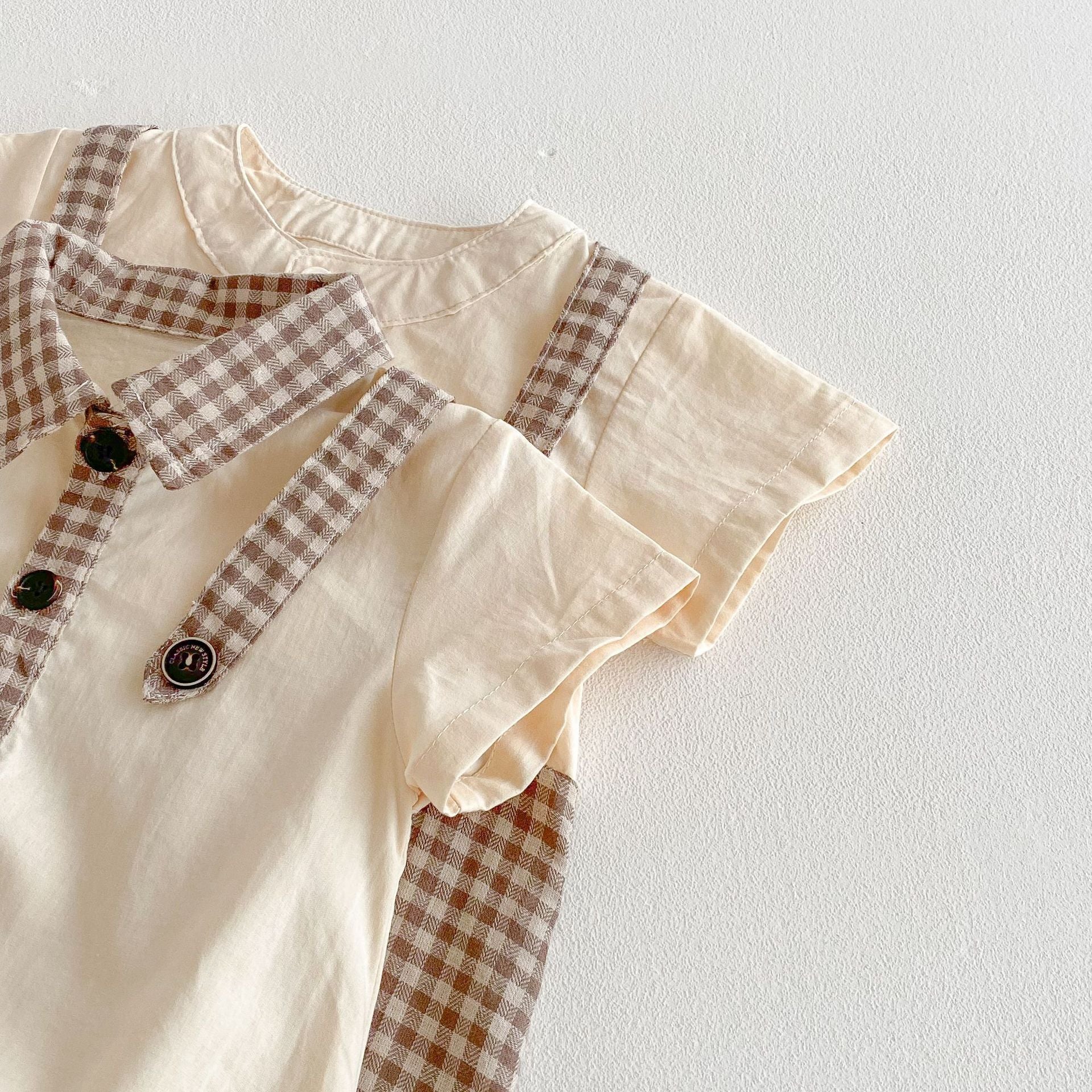 Summer Arrival Baby Unisex Casual Plaid Short Sleeves Color Patchwork bodysuit or Rompers, MyKids-USA®, Baby One-Pieces, MyKids-USA -  -  -  -  -  -  - .