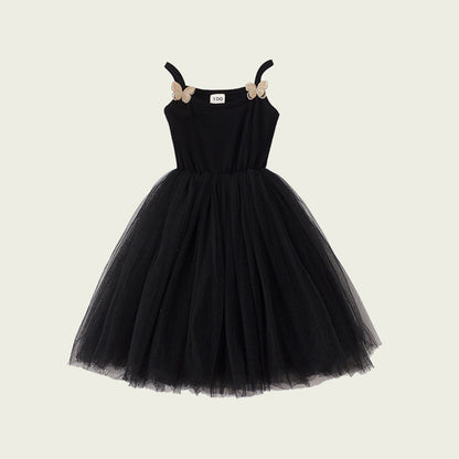 Summer Kids Girls Cute Design Solid Color Sleeveless Chiffon Butterfly Strap Dress, MyKids-USA®, Baby & Toddler Dresses, MyKids-USA - Size/Age - 90 (12-24M) - Color - Black -  -  - TR2403302240.