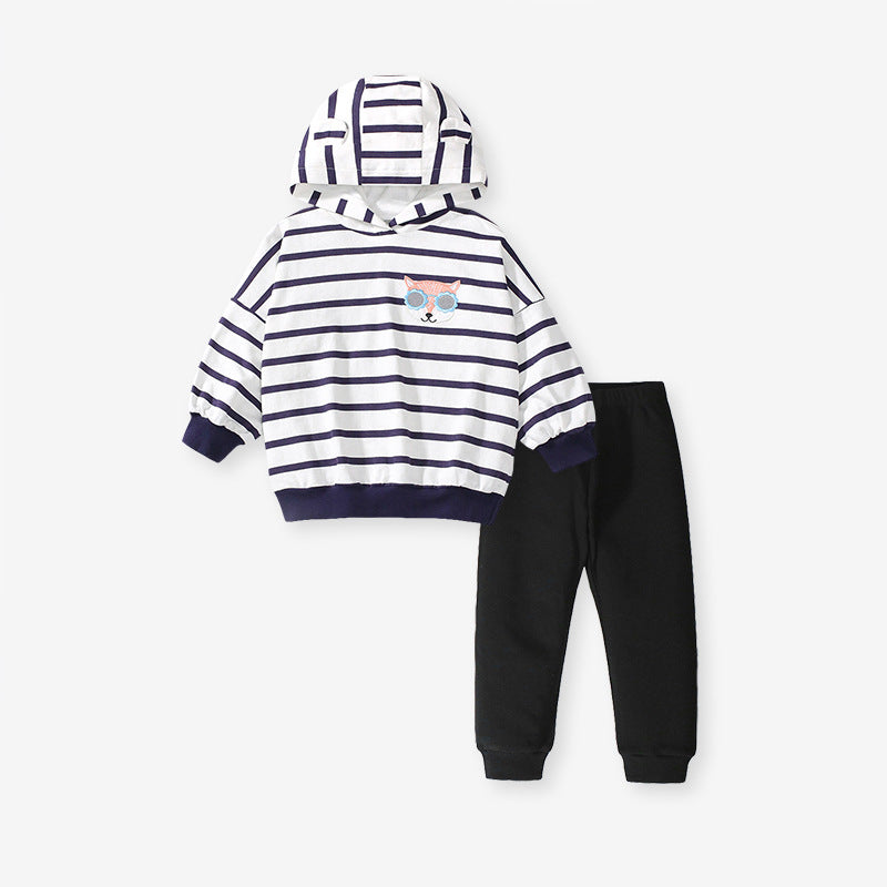 High Quality Spring And Autumn Girls Fox Logo Long Sleeves Top Striped Hoodie And Pants Clothing Set, MyKids-USA®, Baby & Toddler Outfits, MyKids-USA -  -  -  -  -  -  - 