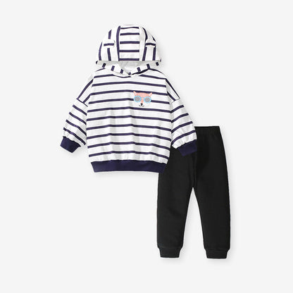 High Quality Spring And Autumn Girls Fox Logo Long Sleeves Top Striped Hoodie And Pants Clothing Set, MyKids-USA®, Baby & Toddler Outfits, MyKids-USA -  -  -  -  -  -  - 