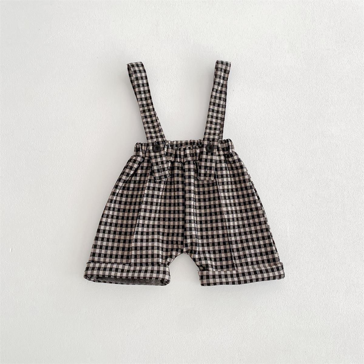 Spring Baby Kids Unisex Plain Long Sleeves Base Shirt And Overalls Clothing Set